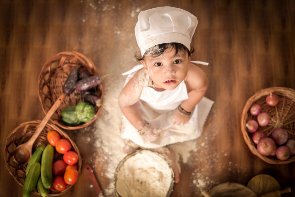 kitchen theme baby photoshoot