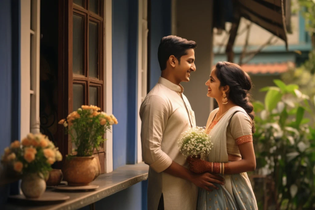 Look into Each Other’s Eyes’ Pose For couple pre wedding shoot