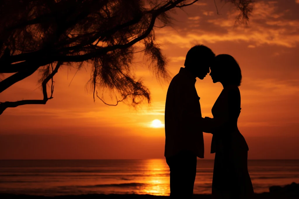 Silhouette pose for couple shoot