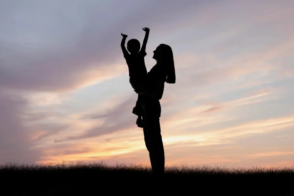 Mother and daughter Sunset Silhouette shoot