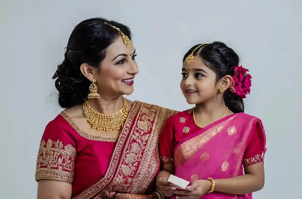 Saree Draping With Daughter