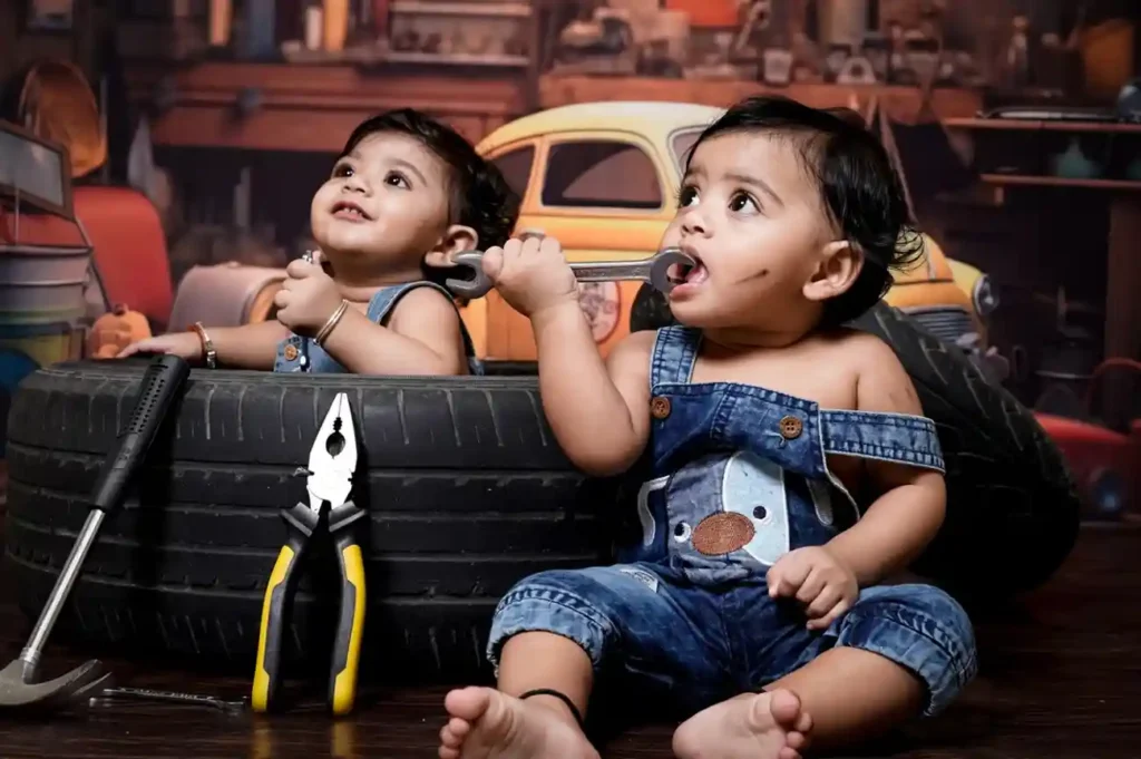 baby mechanic theme shoot