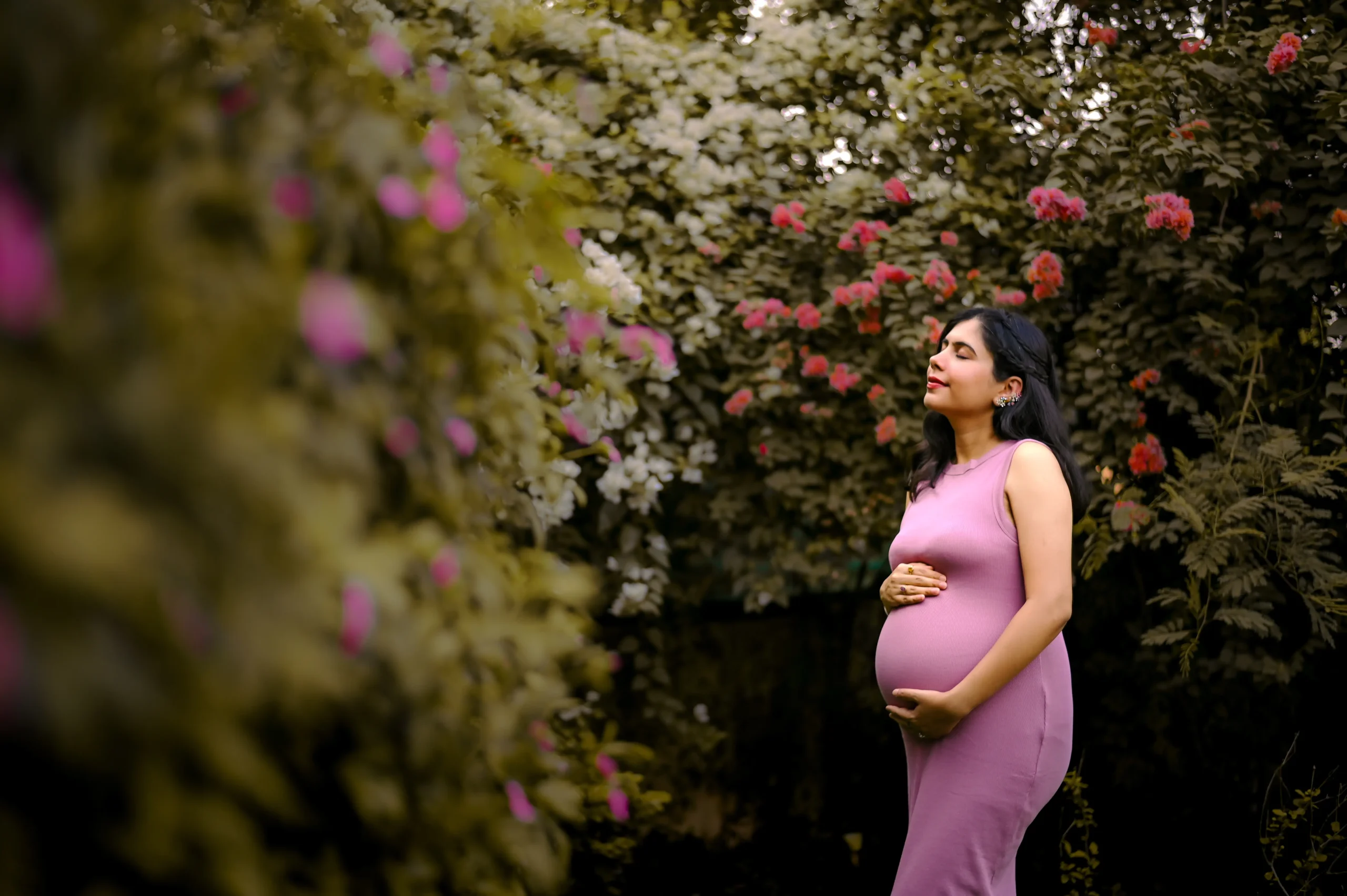 Maternity Photography in Varanasi by Chitrageek Studios, capturing an intimate pregnancy portrait filled with natural emotion and timeless elegance