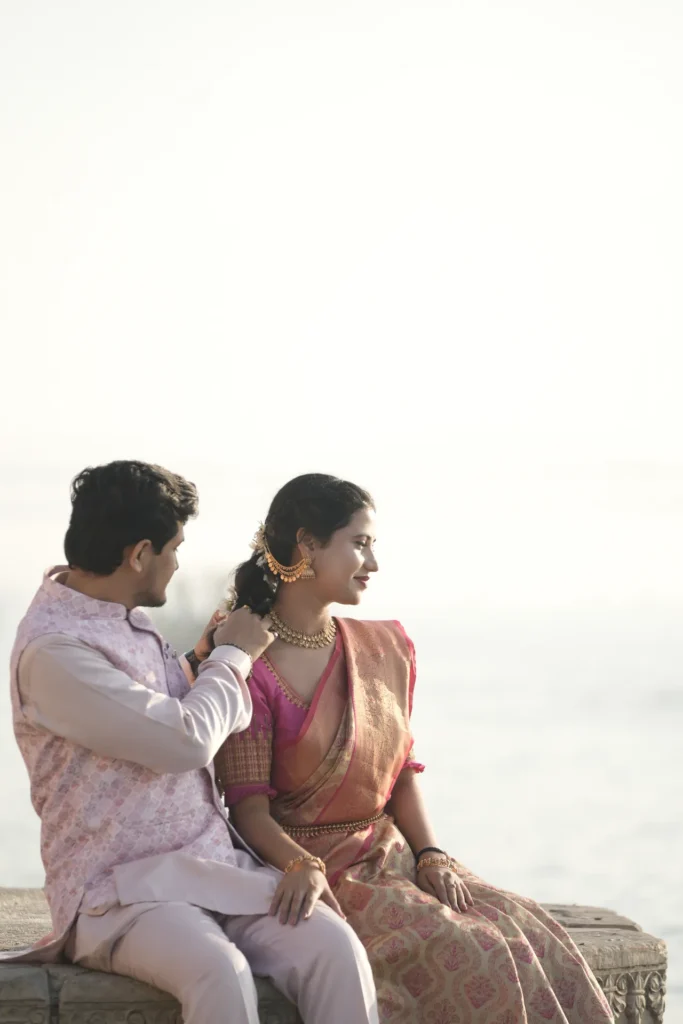 Pre-Wedding Photoshoot in Varanasi covering engagement and couple portrait sessions by ChitraGeek Studios