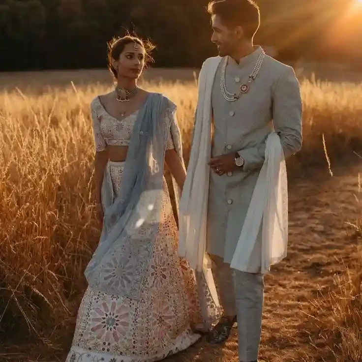 the walking pose for post wedding photoshoot